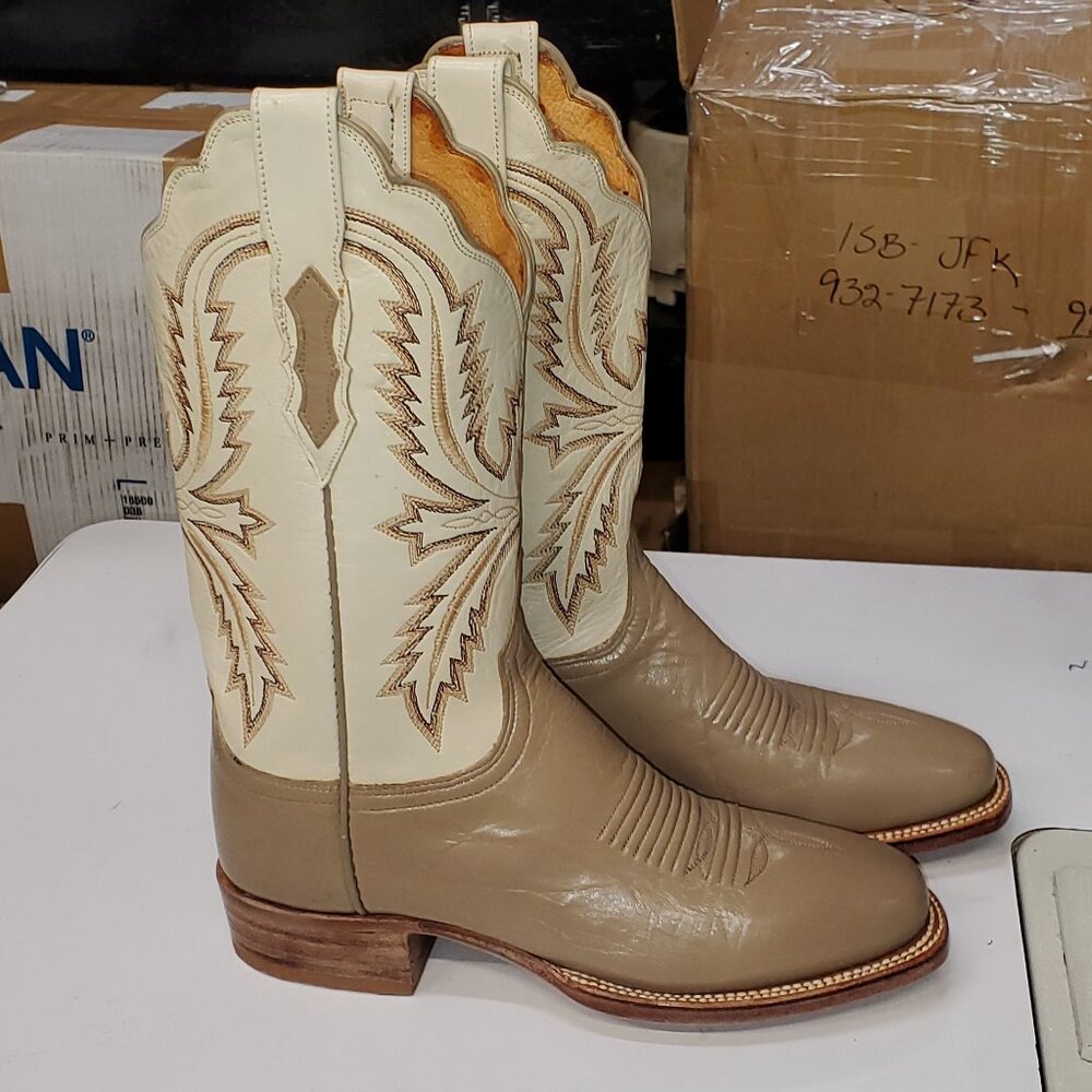 Lucchese Tan and Cream Leather Western Boots